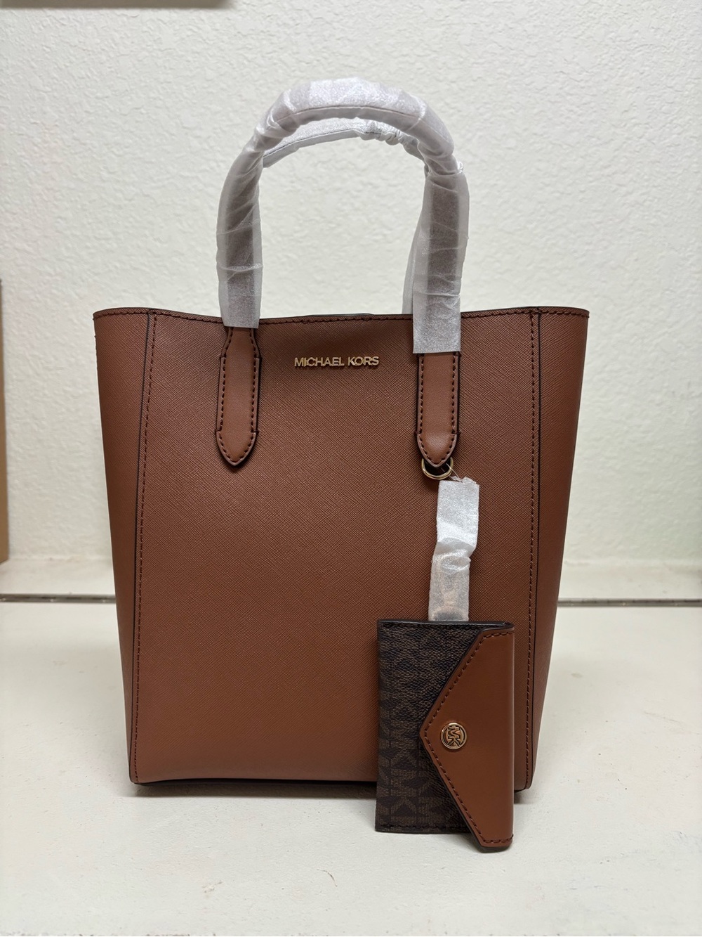 Michael Kors Chestnut Saffiano Leather Tote with Card Holder